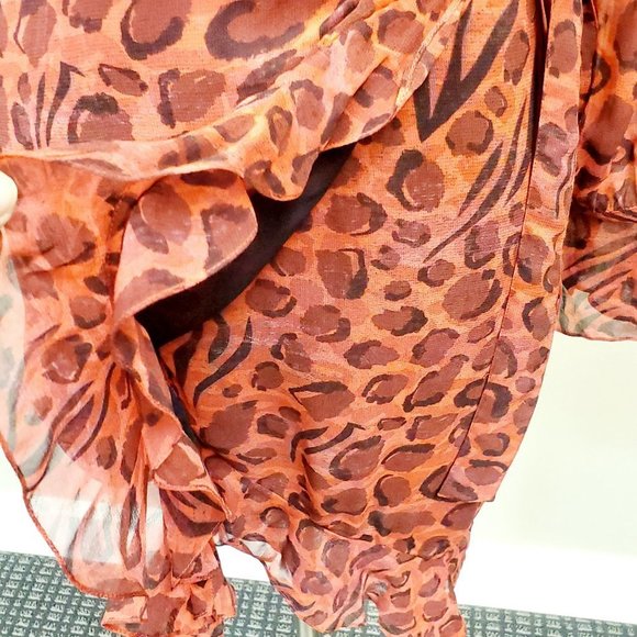 IRO Linger Leopard Print Ruffles Wrap Dress Sz 38 US 6 NWT - Picture 5 of 16
